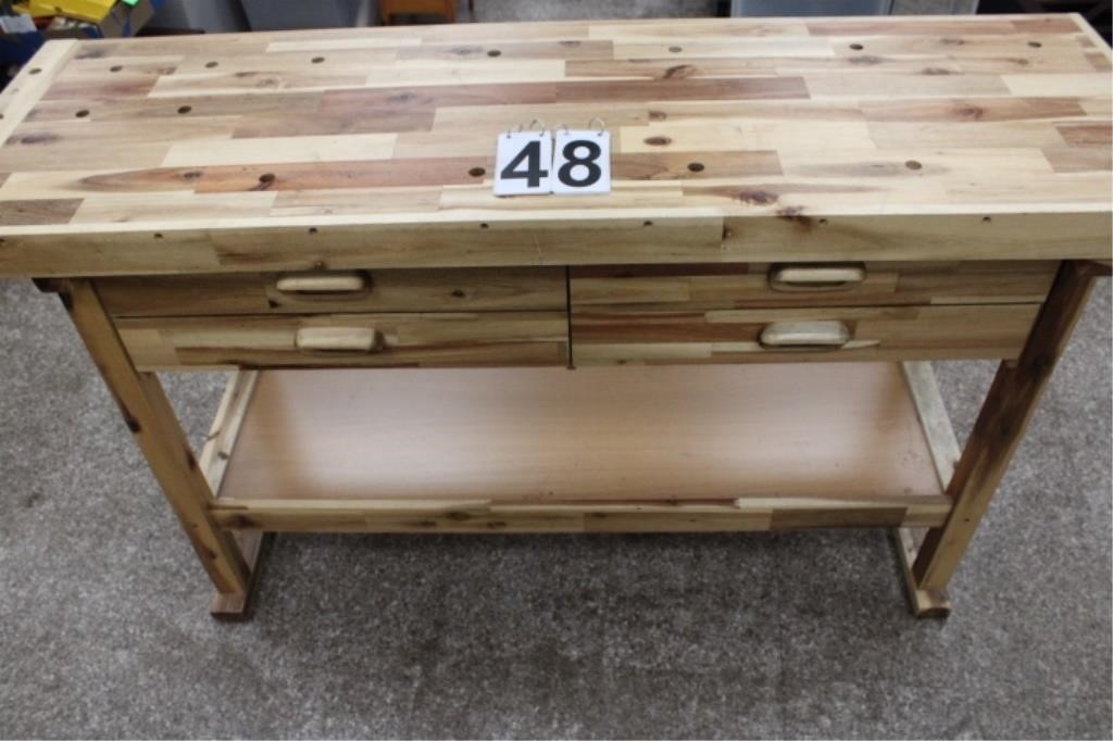 Wooden Work Bench w/ 4 Drawers 34"T X 60"W X 20"D