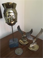 Eagle Bookends, Buffalo Nickel Paperweight, Mask