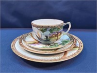 Nippon Handpainted Teacup,Saucer,Teaplate,Dessert