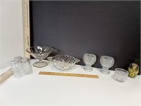 Assorted Pressed Glass Candy Dishes, Candle