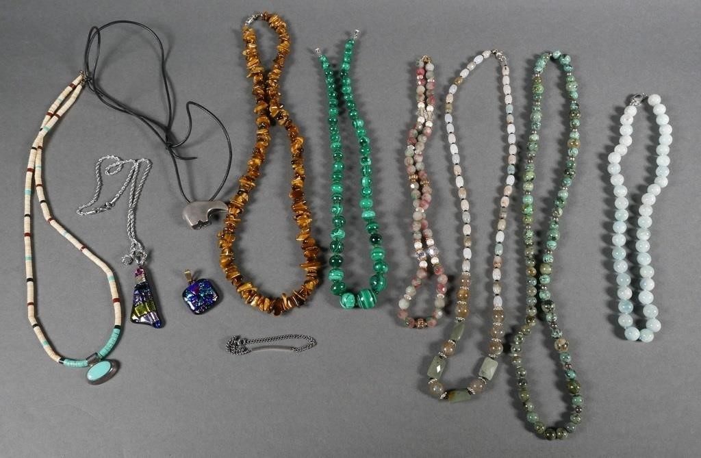 (10) MULTI STONE BEAD NECKLACES