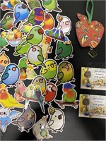ASSORTED LOT OF STICKERS AND ORNAMENTS