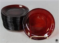 Red Glass Salad Plates / 20 pc