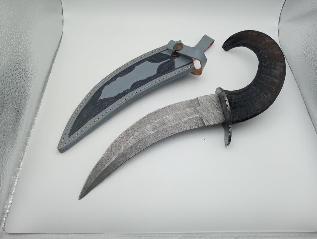 Kirpan Ram Horn Damascus Steel Knife HANDMADE