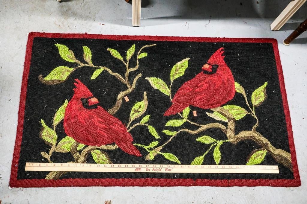 Needlepoint Red Cardinals Throw Rug