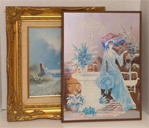 Vtg 1970's Wall Hanging Mirror Art "Lady In