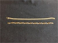 (2) 14 KT GOLD LADIES BRACELETS - 7 INCHES