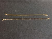 (2) 14 KT GOLD LADIES BRACELETS - 7 INCHES