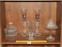 Group of Clear Glassware - the Candle Lamp is