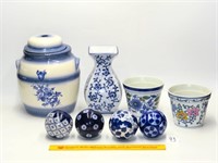 Group of Blue & White Ceramics - the lid of jar