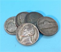 (5) Silver War Year Nickels - 35% Silver