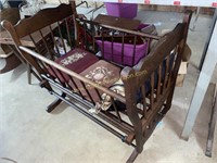 Late 1800s Walnut baby cradle