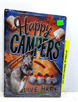 " Happy Campers Live Here" Tin Sign