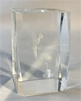 3D laser-etched glass Tinkerbell paperweight