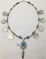 Sterling Necklace w/Native American Indian Pendant