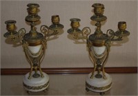 Pair of ormolu & marble candlesticks