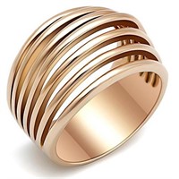 IP Rose Gold (Ion Plating) Stainless Steel Ring wi