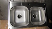 22" X33" Double Basin Kitchen Sink, Stainless Stee