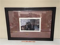 NEAT FRAMED PHOTO OF ANTIQUE BARRELS 41X29``