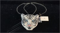 Mary Frances White Siberian Tiger Beaded Purse