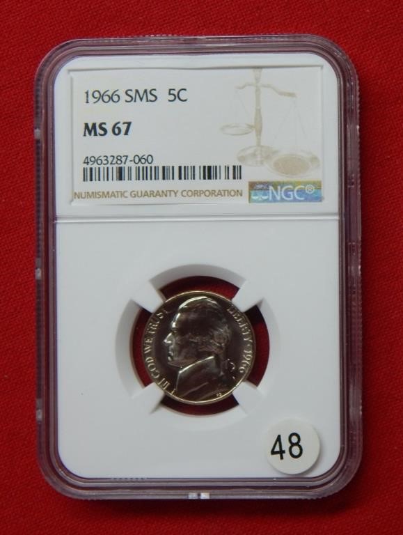 1966 Jefferson Nickel SMS NGC MS67