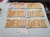 6 sequential Texas 1981 License Plates mobile home