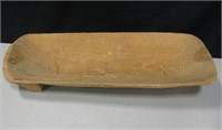 Carved Wood Large Dough Bowl on 3 Legs, 30"L