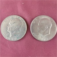 Two Eisenhower Dollar Coins- 1971, 1972