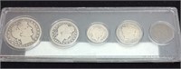 BARBER SILVER COIN SET & INDIAN HEAD PENNY