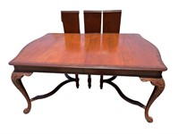 MAHOGANY BANDED TOP FRENCH DINING TABLE