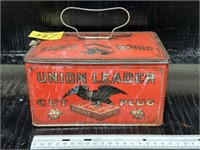 VINTAGE UNION LEADER CUT PLUG TIN