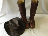 Brown Leather Boots & Hat