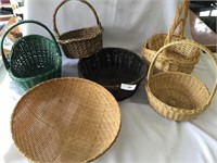 Selection of 7 Various Size & Color Woven Baskets