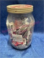 Large jar of old matches