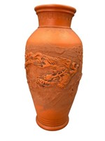 Asian Redware Tokuname Dragon Vase