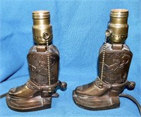 Pair 1950's Roy Rogers Almart Boot Bank Lamps