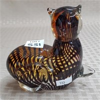 4 1/2" H Art Glass Cat Paperweight