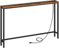 HOOBRO Skinny Console Table with Power Outlets and