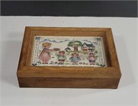 Vintage Wooden Picture Frame Storage Box with