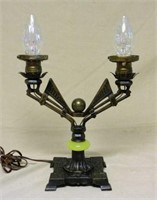 Art Deco Uranium Glass Accented Table Lamp.