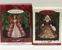 2 Hallmark Keepsake Holiday Barbie Ornaments