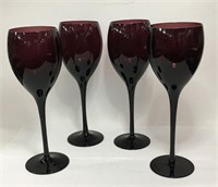 Set Of 4 Amethyst Glass Wine Glasses