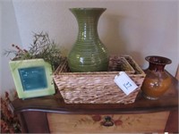2 Baskets, @ vases & Decorative Potter