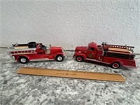 Ertl & Marx fire trucks. John Deere Co.
