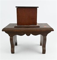 Mahogany covered box and vintage step stool