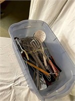 Bin Full Of Grilling And Canning Utensils.