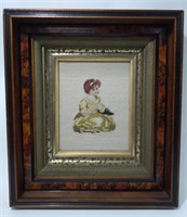 Antique Vintage Needlepoint In Nice Shadow Frame