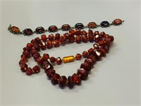 amber necklace 23" & amber bracelet
