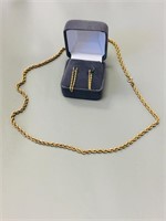 10K gold rope necklace & 10K chain earrings - 6.8g