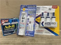 2 pack Advil, artery thermometer & 3 pack allergy